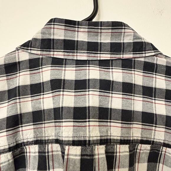 Carhartt Men’s Short Sleeve Button Down Shirt – Black White Plaid – Relaxed Fit - Picture 13 of 16